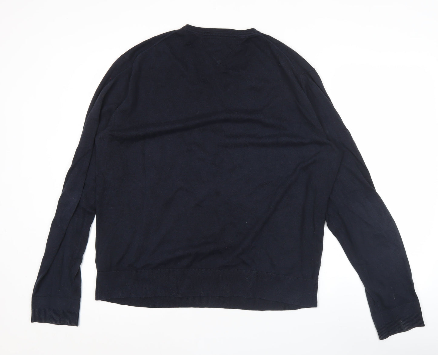 Tommy Hilfiger Men’s Blue 2XL V-Neck Cotton Silk Jumper