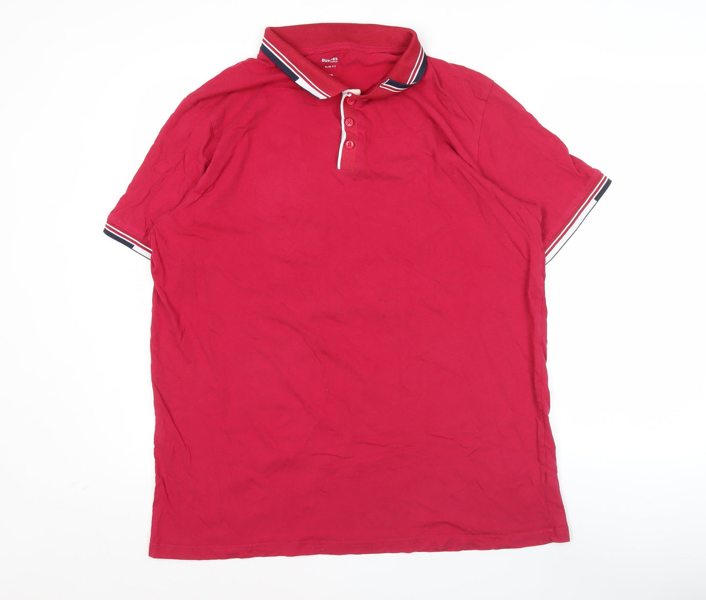 Dunnes Stores Men's Red Slim Fit Cotton Polo Shirt 2XL