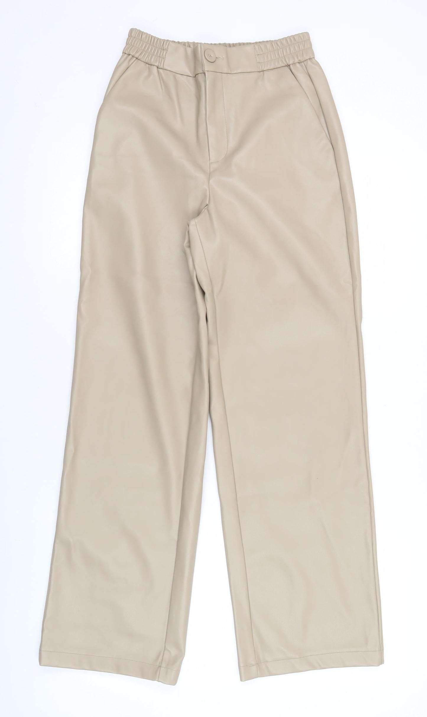 C.H.O.I.C. Women’s Beige Faux Leather Straight Trousers S