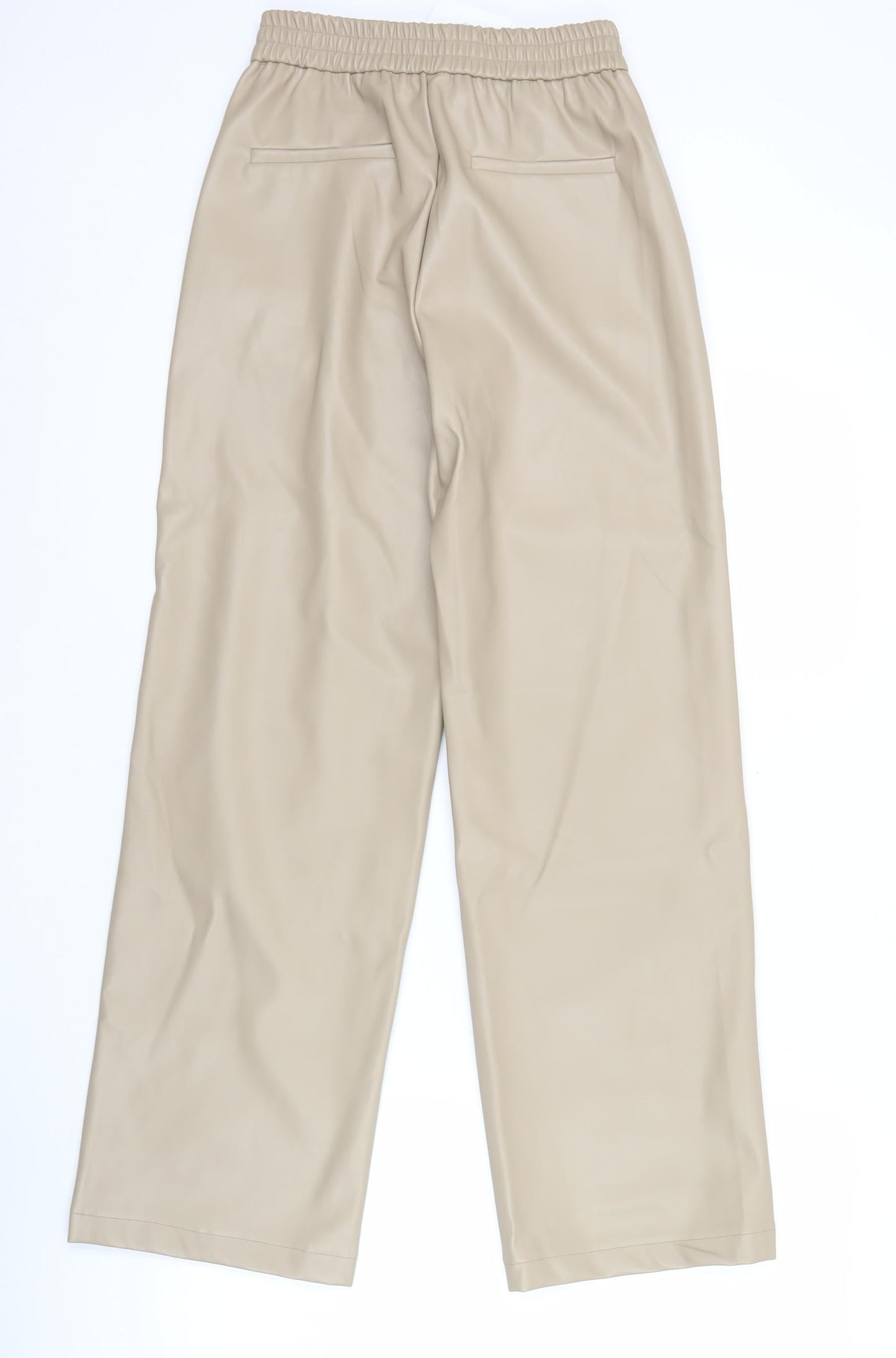C.H.O.I.C. Women’s Beige Faux Leather Straight Trousers S