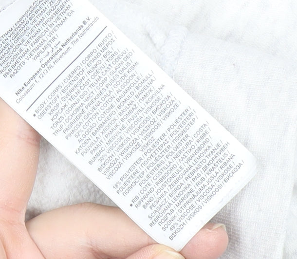 Nike Womens Beige Hooded Pullover Sweatshirt Size S Logo Design