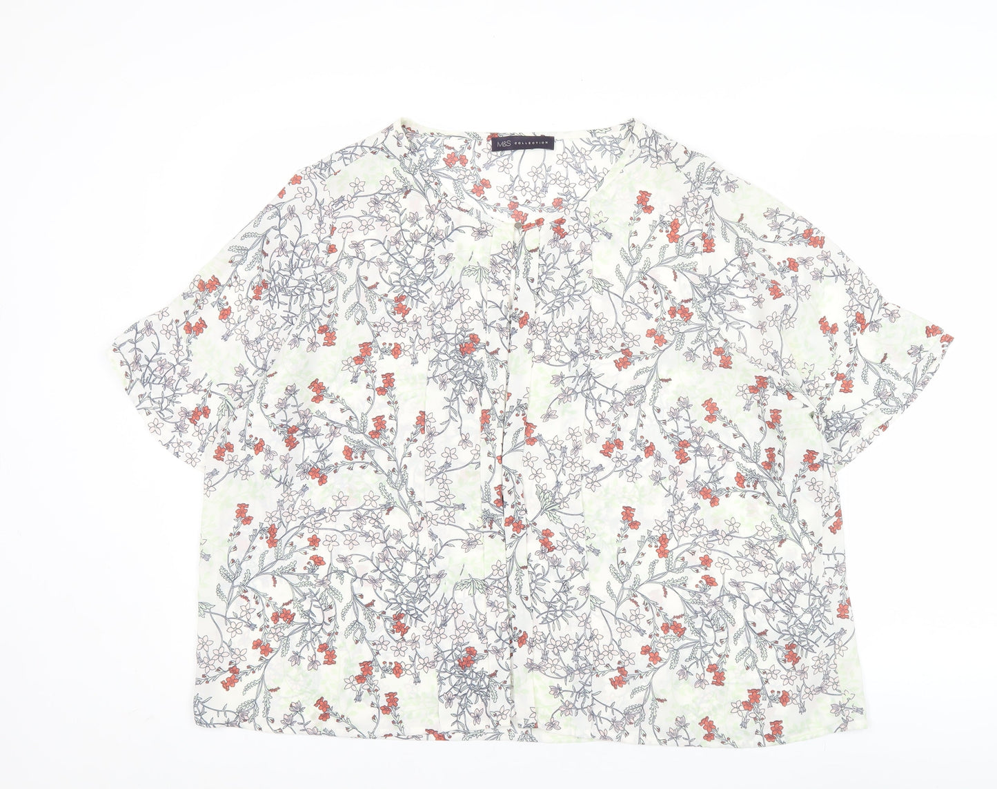 Marks and Spencer Women’s Multicoloured Floral Short Sleeve Blouse UK 22