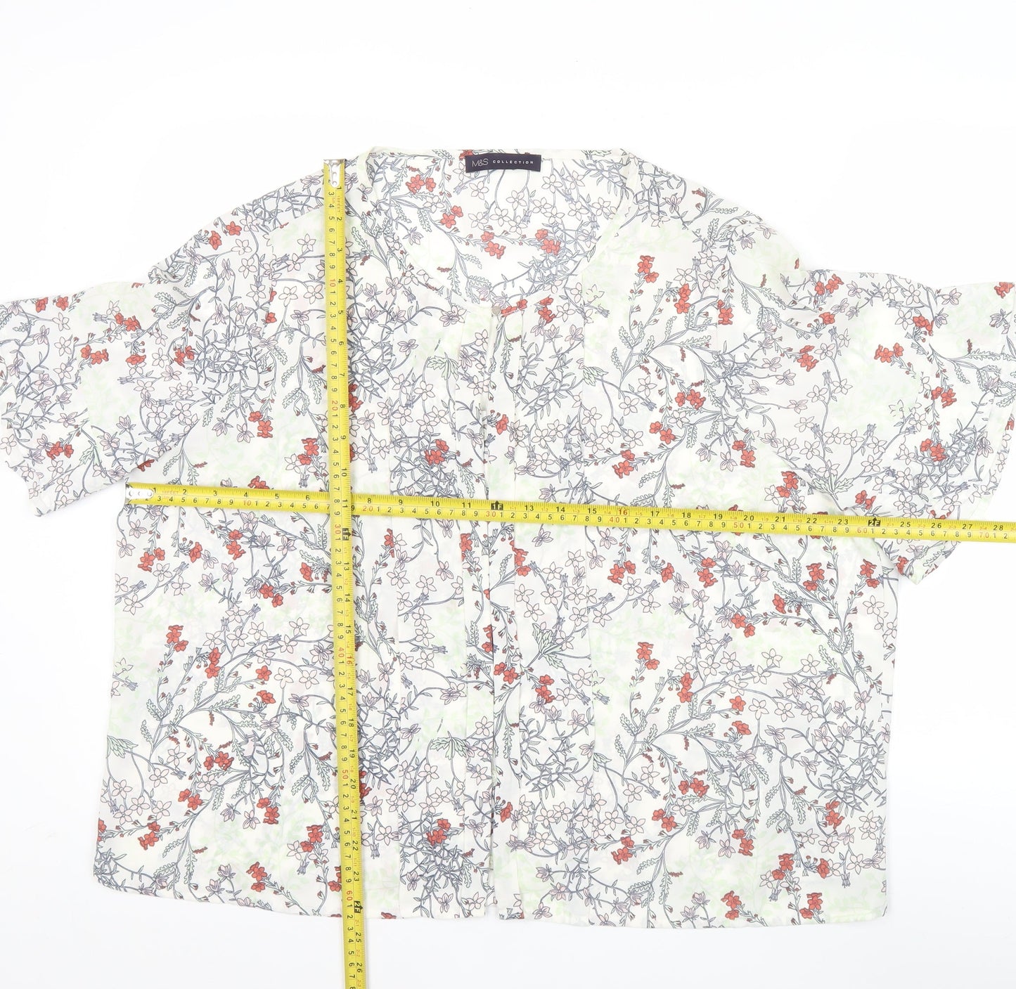 Marks and Spencer Women’s Multicoloured Floral Short Sleeve Blouse UK 22