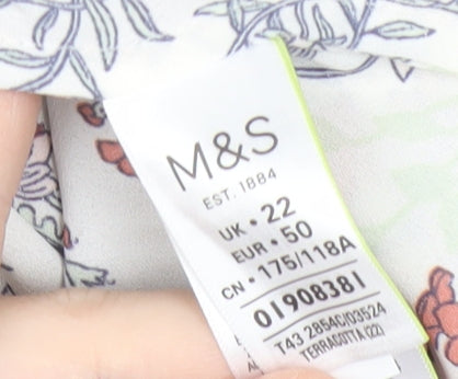 Marks and Spencer Women’s Multicoloured Floral Short Sleeve Blouse UK 22