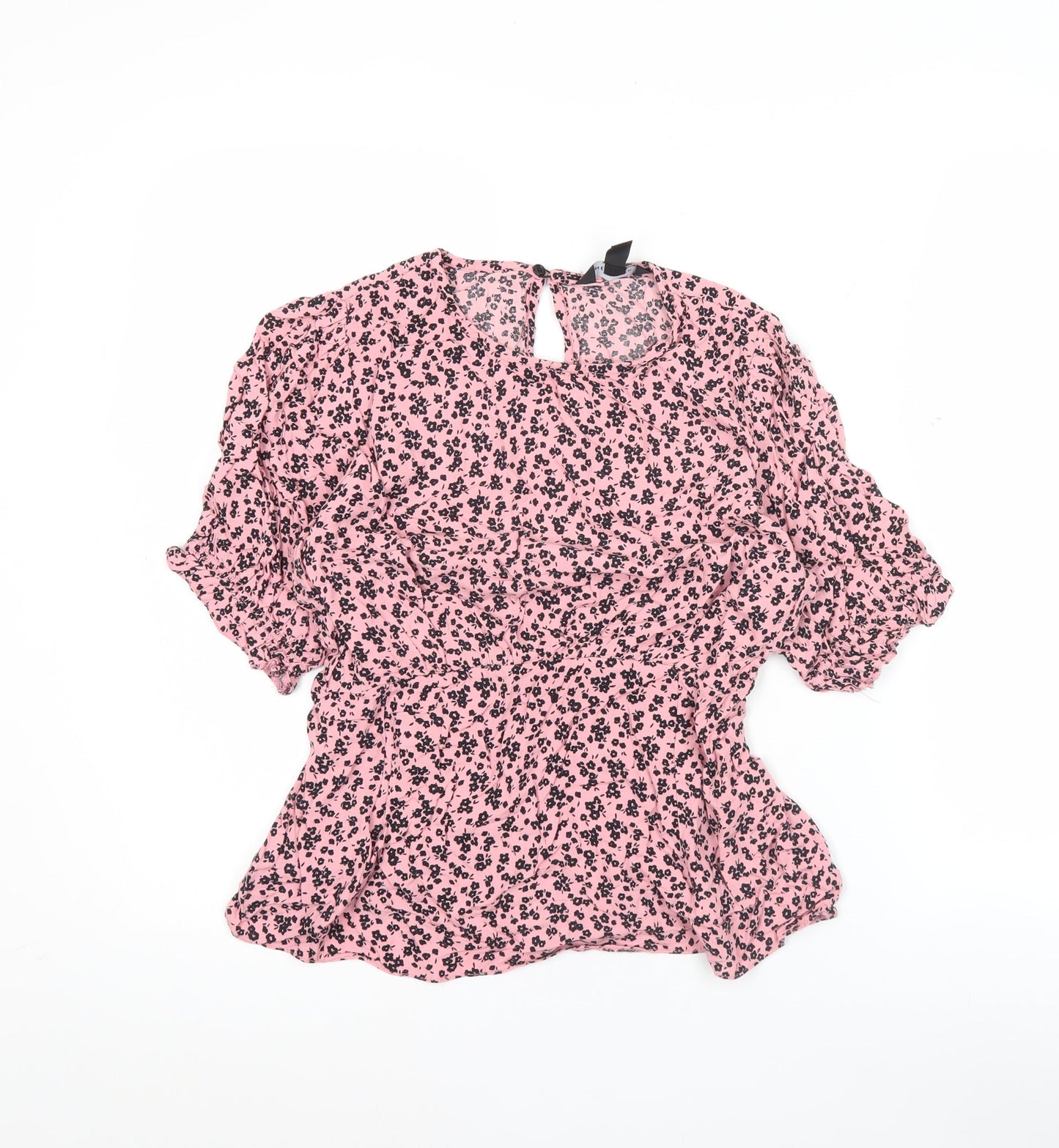 New Look Women’s Pink Floral Short Sleeve Tunic Blouse UK 12