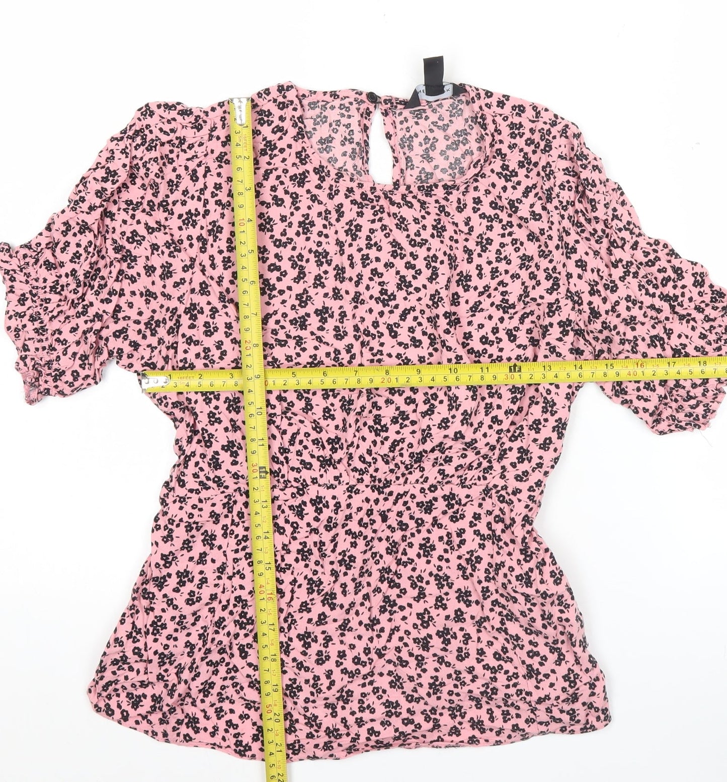 New Look Women’s Pink Floral Short Sleeve Tunic Blouse UK 12