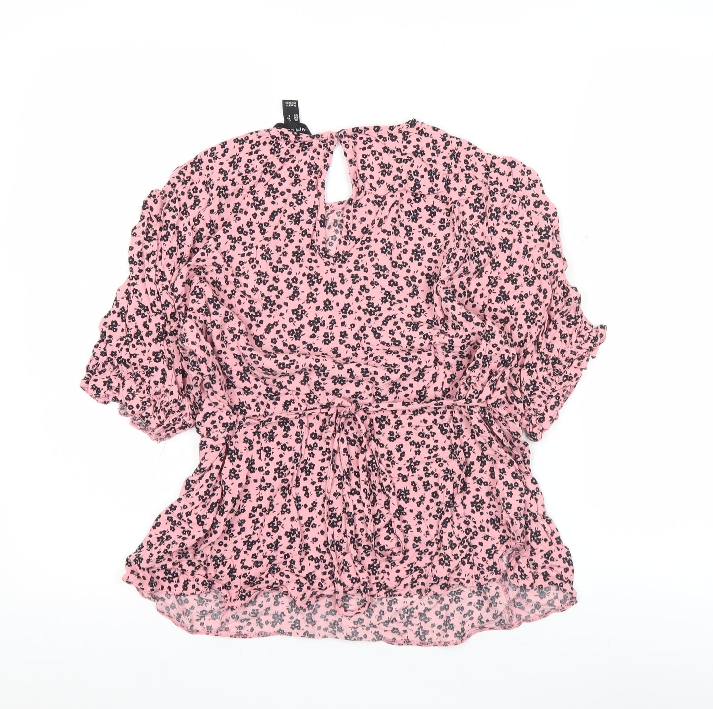 New Look Women’s Pink Floral Short Sleeve Tunic Blouse UK 12