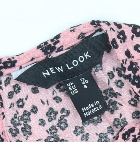New Look Women’s Pink Floral Short Sleeve Tunic Blouse UK 12