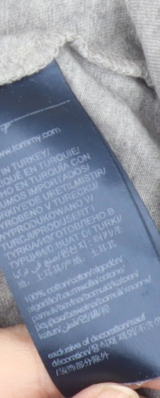 Tommy Hilfiger Men's Grey Cotton Crew Neck Short Sleeve T-Shirt Medium