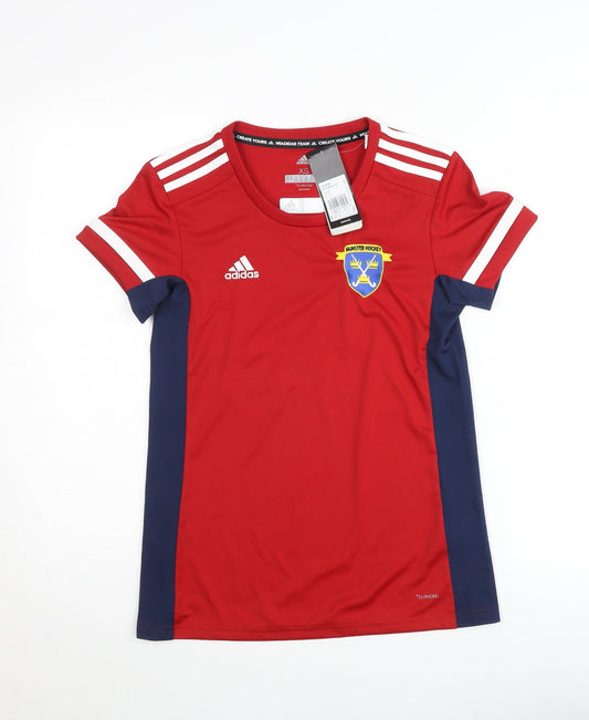Adidas Boys Red XS ClimaCool Hockey Team Jersey T-Shirt
