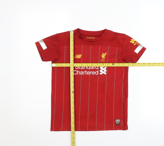 New Balance Boys Red Liverpool FC Short Sleeve Jersey T-Shirt 6-7 Years