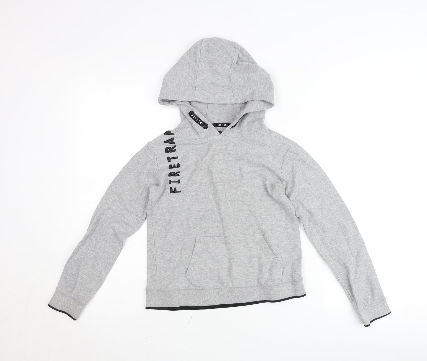 Firetrap Boys Grey Hooded Pullover Jumper 9-10 Years Cotton Blend