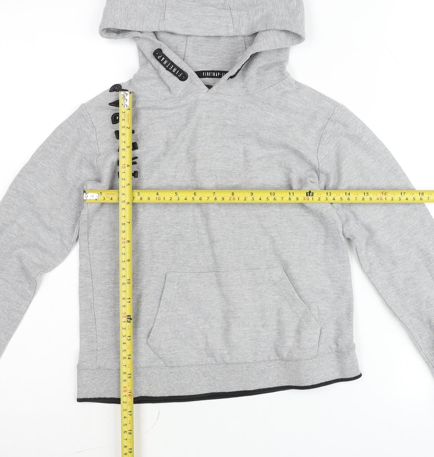 Firetrap Boys Grey Hooded Pullover Jumper 9-10 Years Cotton Blend