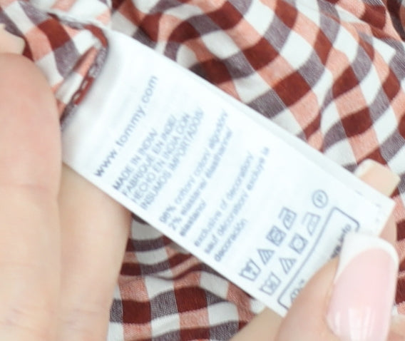 Tommy Hilfiger Men's Brown Check Classic Fit Cotton Button-Down Shirt XL