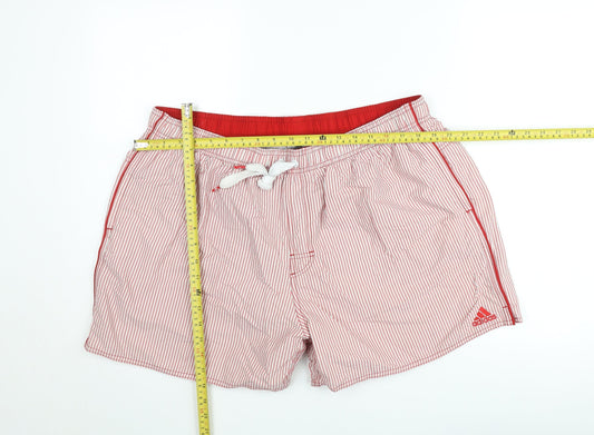 Adidas Men’s Red Striped Swim Shorts 2XL Elastic Waist Quick Dry