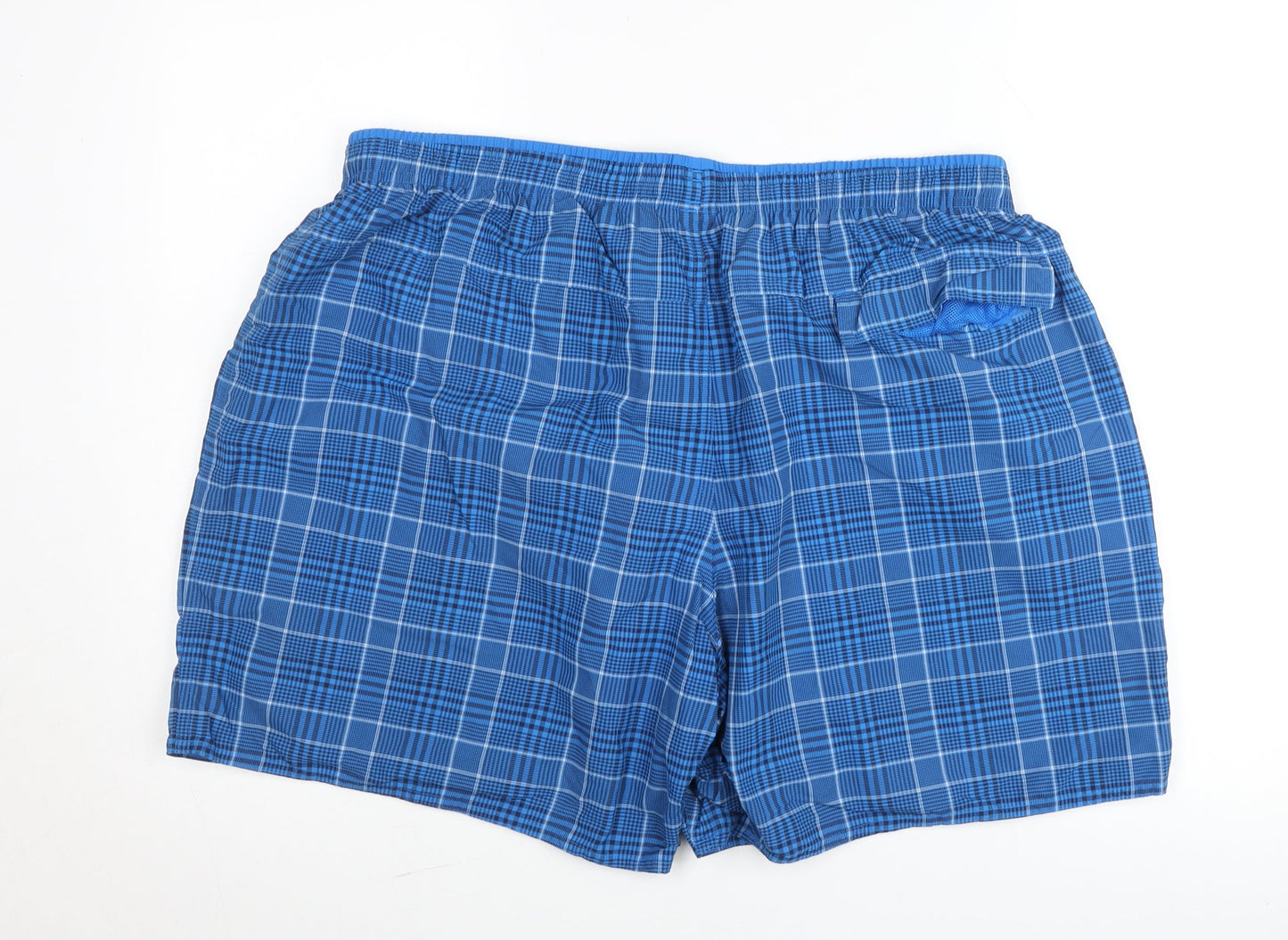 Adidas Men Blue Check 2XL Swim Shorts Elastic Waist Quick Dry