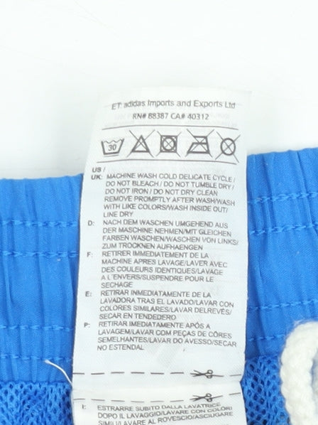 Adidas Men Blue Check 2XL Swim Shorts Elastic Waist Quick Dry