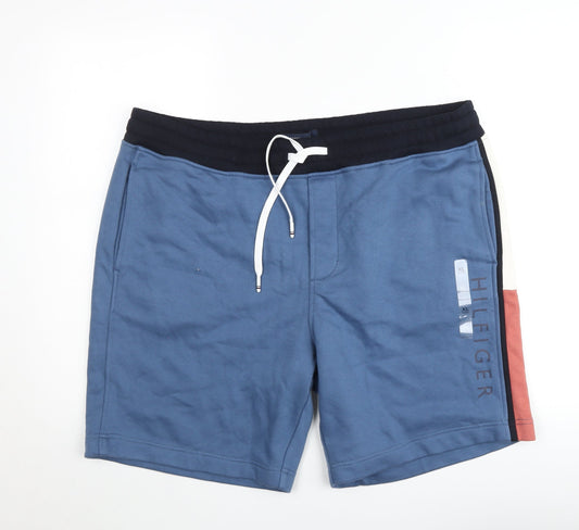 Tommy Hilfiger Men's Blue XL Sweat Shorts with Logo and Drawstring