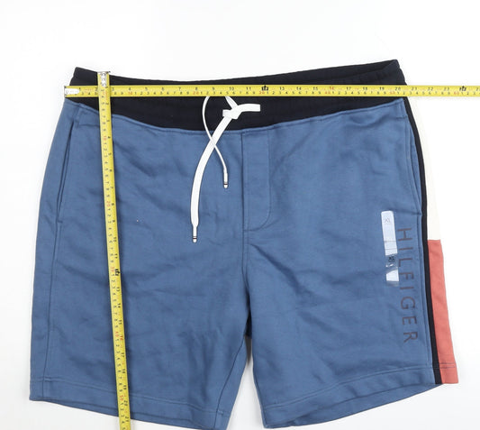 Tommy Hilfiger Men's Blue XL Sweat Shorts with Logo and Drawstring