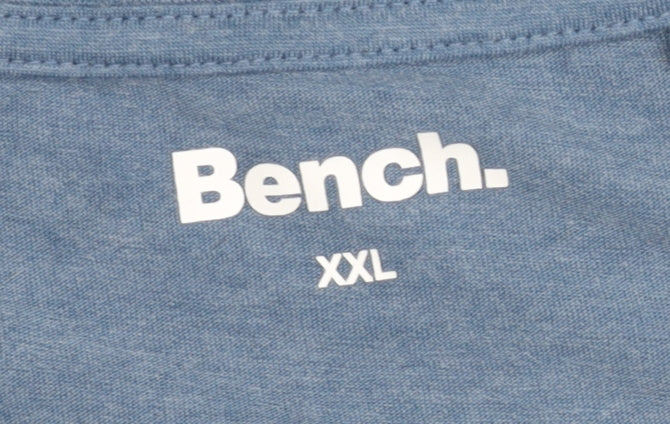 Bench Men's Blue & White Colourblock Crew Neck T-Shirt 2XL
