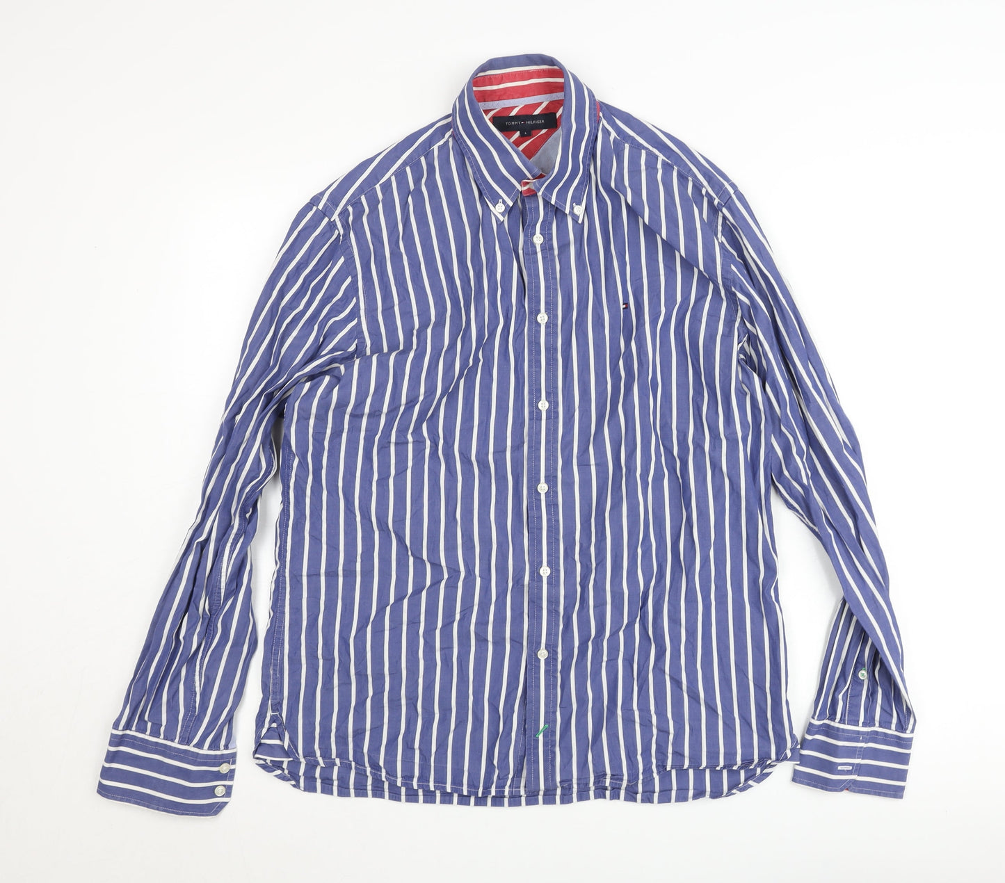 Tommy Hilfiger Men's Blue Striped Button-Down Shirt Size L