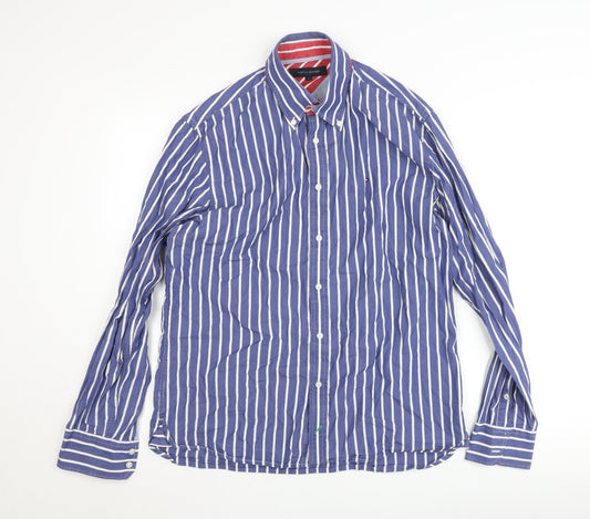 Tommy Hilfiger Men's Blue Striped Button-Down Shirt Size L