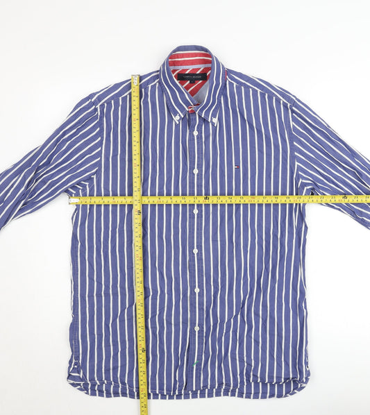 Tommy Hilfiger Men's Blue Striped Button-Down Shirt Size L