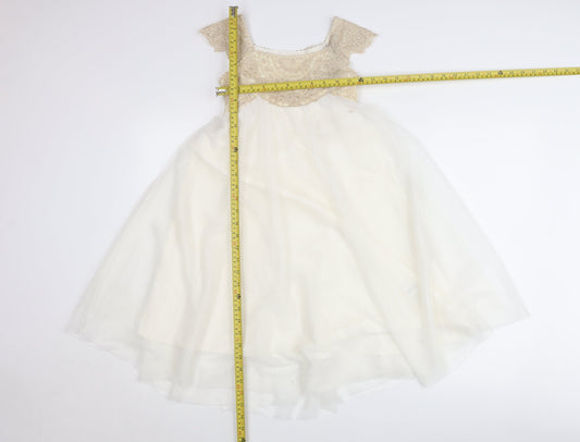 Monsoon Girls Ivory Lace & Tulle Ball Gown Dress 6-7 Years Formal Occasion
