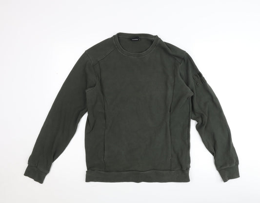 Gym+Coffee Men's Green Crew Neck Pullover Jumper Size M