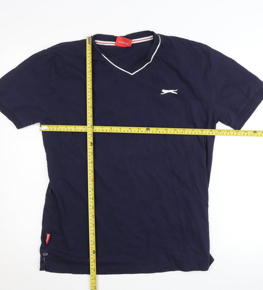 Slazenger Men's Blue V-Neck Cotton T-Shirt Size L