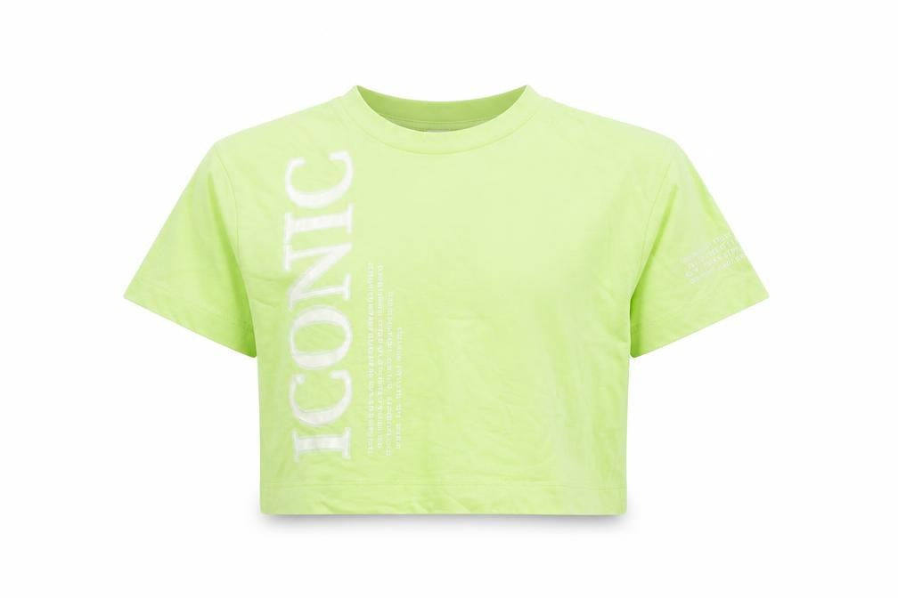 Front view of River Island girls’ green cropped graphic t-shirt 5-6 years