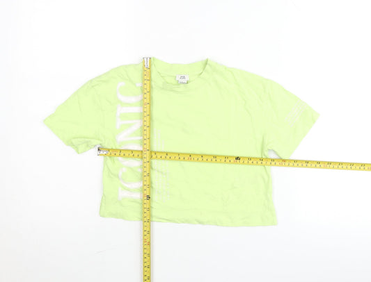River Island Girls Green Cropped Graphic T-Shirt 5-6 Years