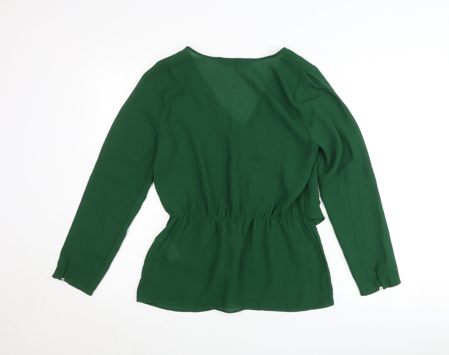 Zara Basic Women's Green V-Neck Wrap Blouse Long Sleeve Size S