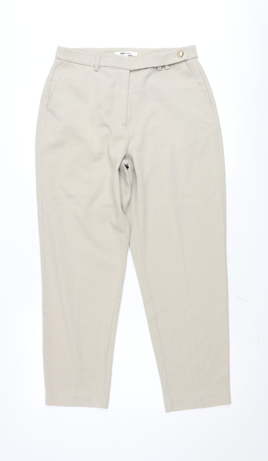 ONLY Women Beige Tailored Straight Trousers Size 10