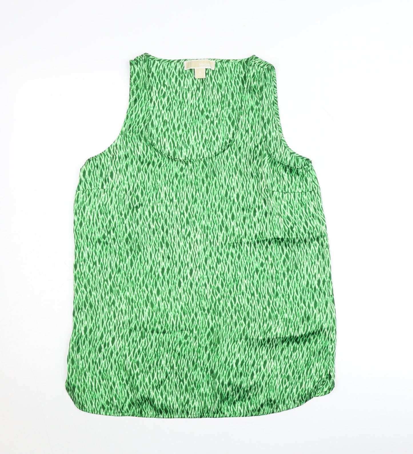 Michael Kors Women's Green Geometric Polyester Sleeveless Tank Top M