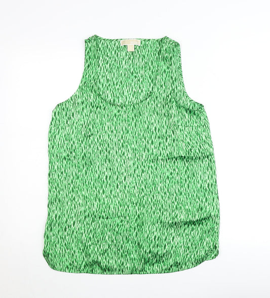 Michael Kors Women's Green Geometric Polyester Sleeveless Tank Top M
