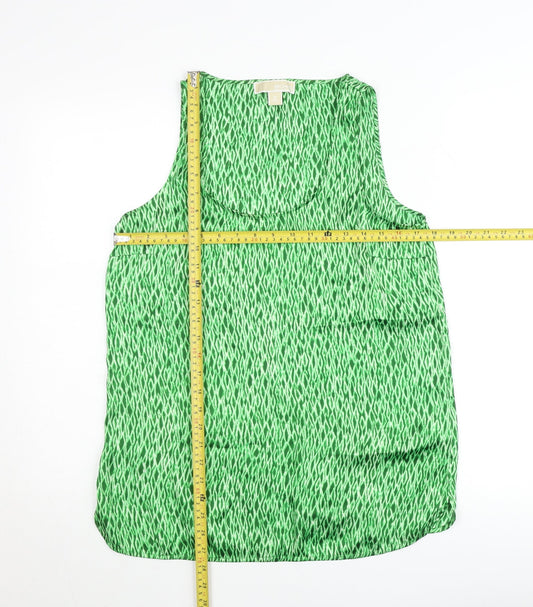 Michael Kors Women's Green Geometric Polyester Sleeveless Tank Top M