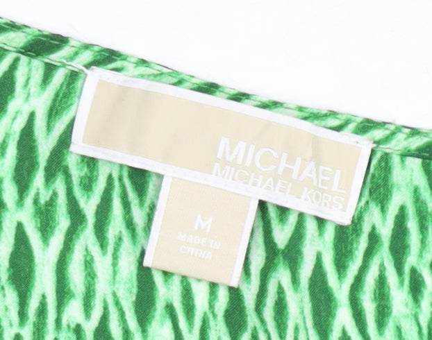 Michael Kors Women's Green Geometric Polyester Sleeveless Tank Top M
