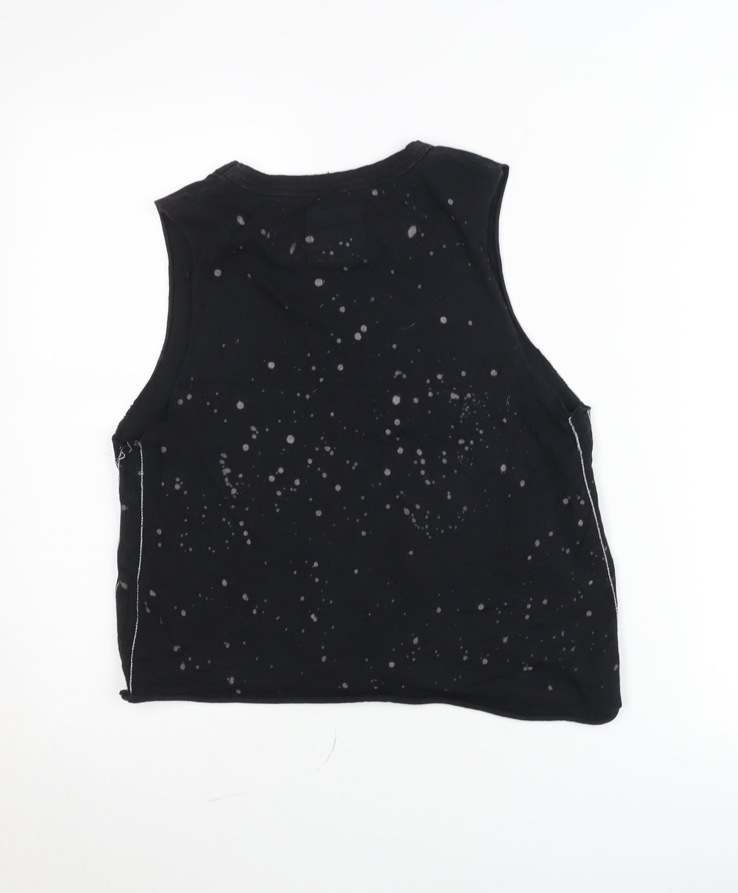 Superdry Womens Black Cropped Tank Top Medium 1979 Tour Graphic