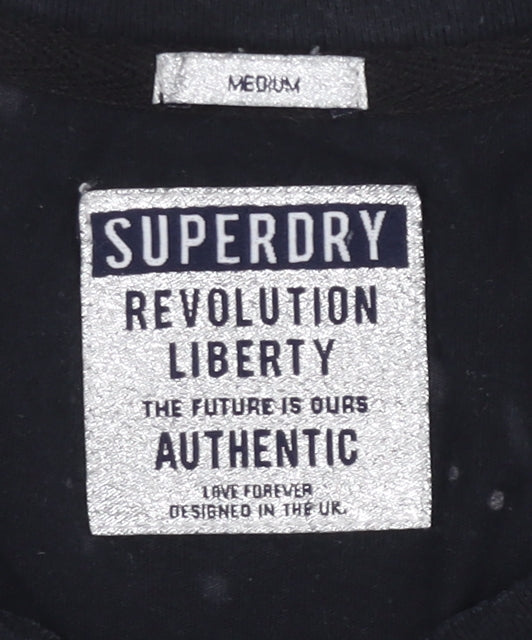 Superdry Womens Black Cropped Tank Top Medium 1979 Tour Graphic