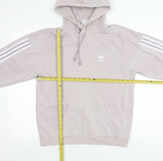 Adidas Mens Beige XS Pullover Hoodie with Logo & 3 Stripe Design