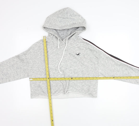Hollister Women Grey Cropped Pullover Hoodie Size S