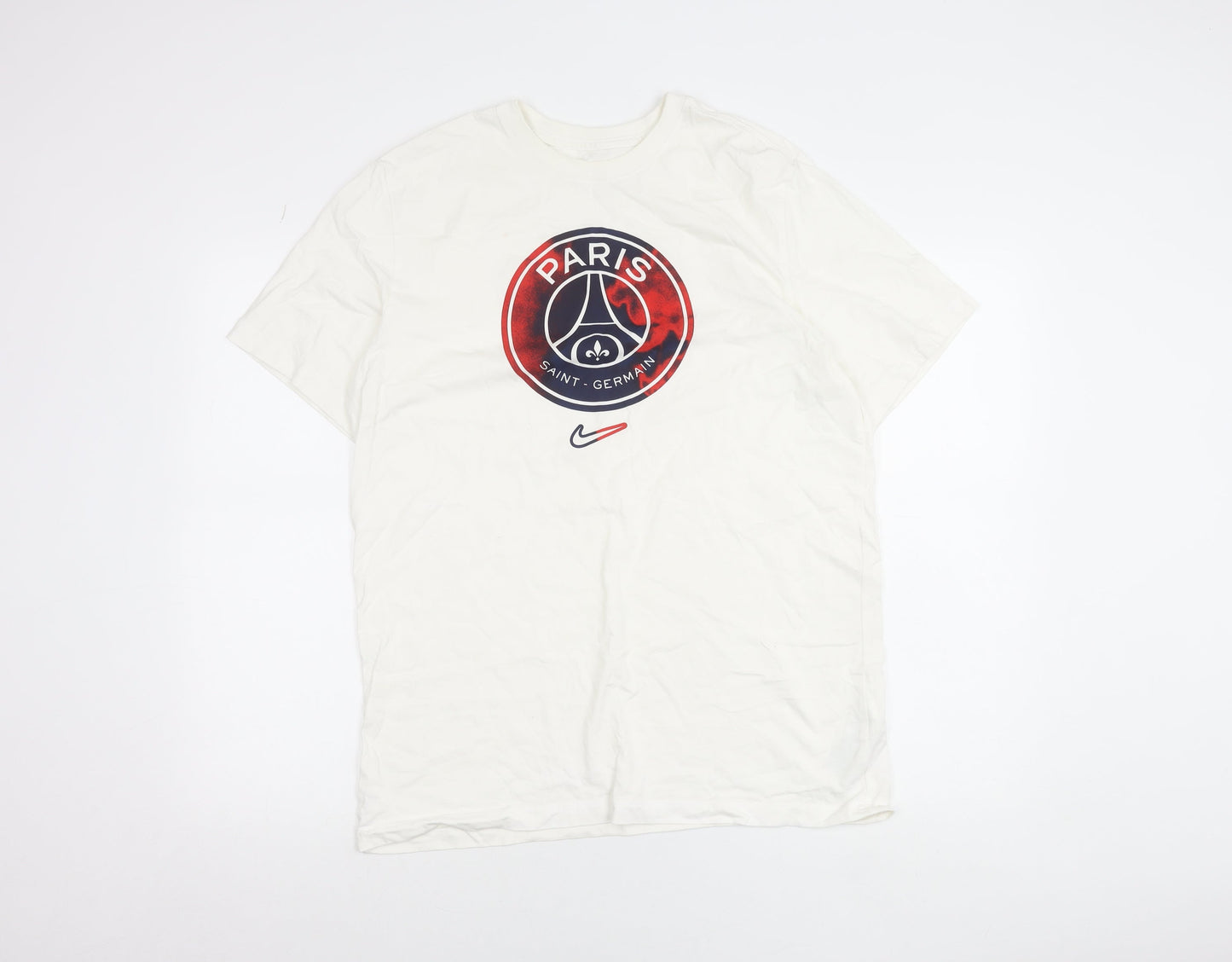 Nike PSG White Graphic Logo Men's L Short Sleeve T-Shirt