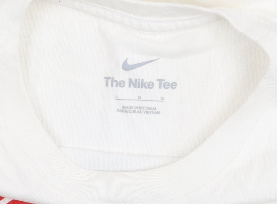 Nike PSG White Graphic Logo Men's L Short Sleeve T-Shirt