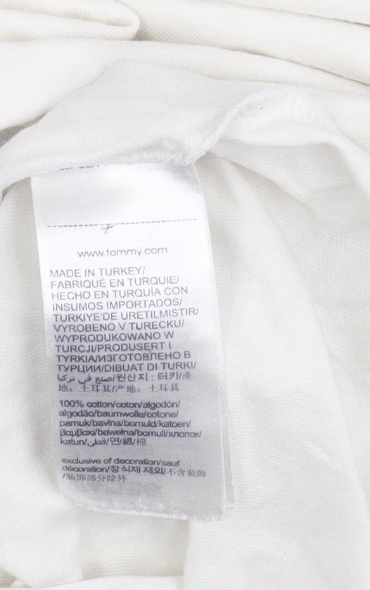 Tommy Jeans Men's White XL Logo Short Sleeve Cotton T-Shirt