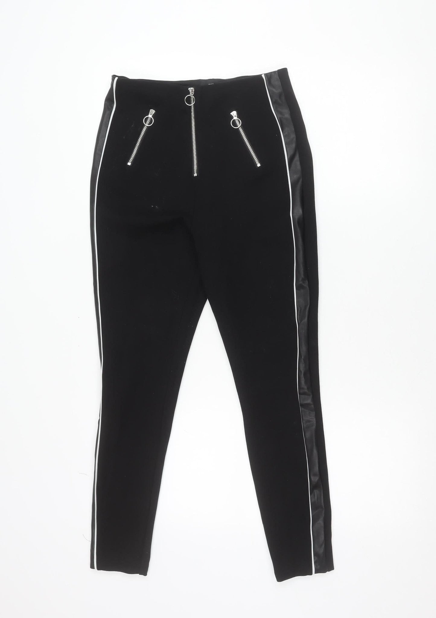 River Island Women’s Black Slim Jogger Trousers Size 10 Zip Detail