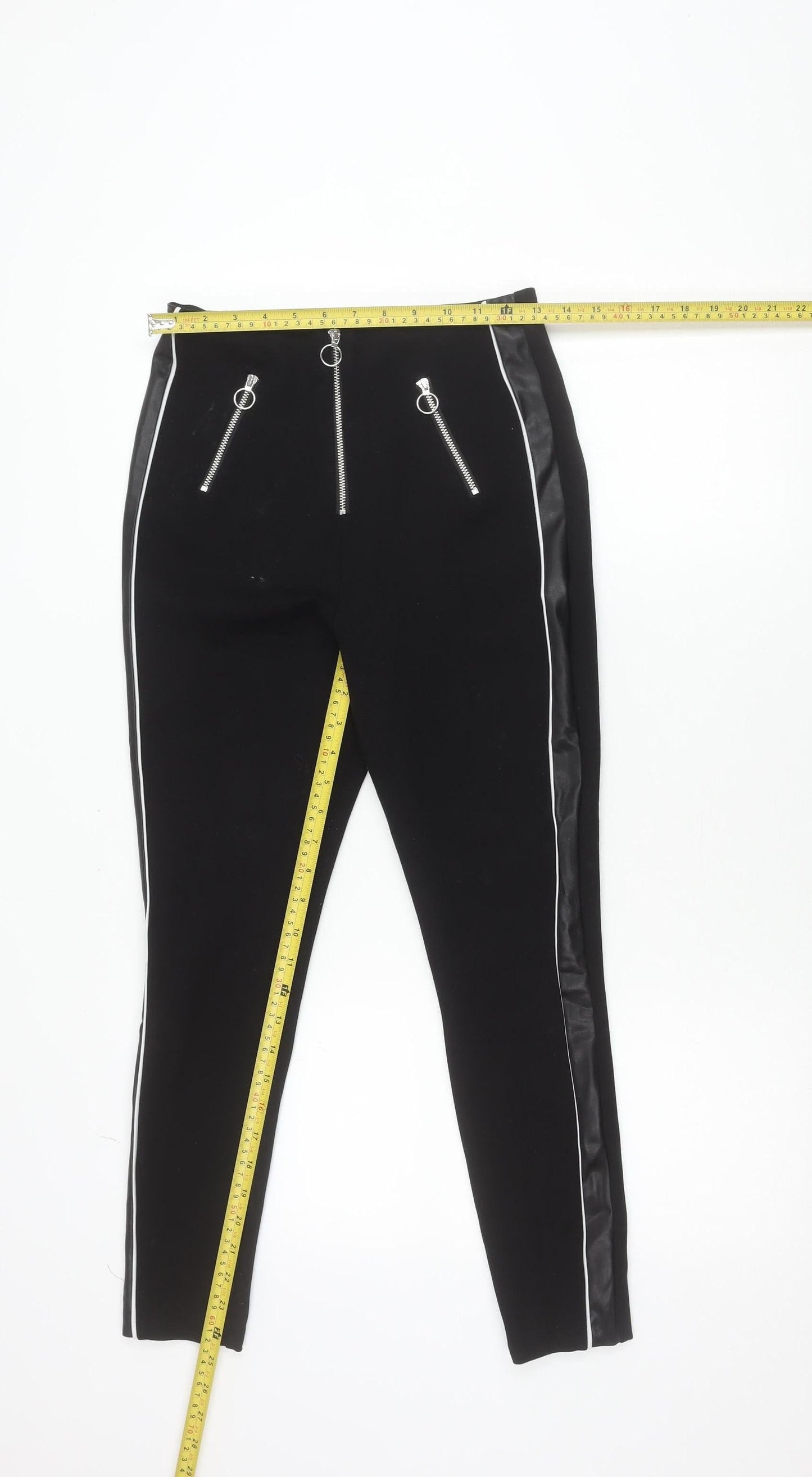 River Island Women’s Black Slim Jogger Trousers Size 10 Zip Detail