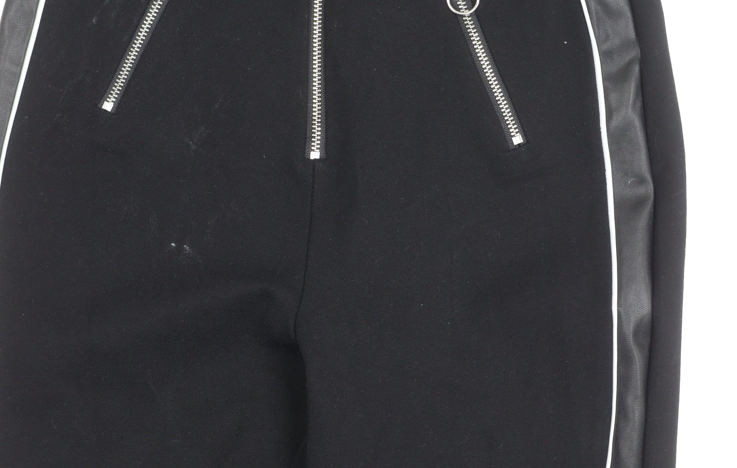 River Island Women’s Black Slim Jogger Trousers Size 10 Zip Detail