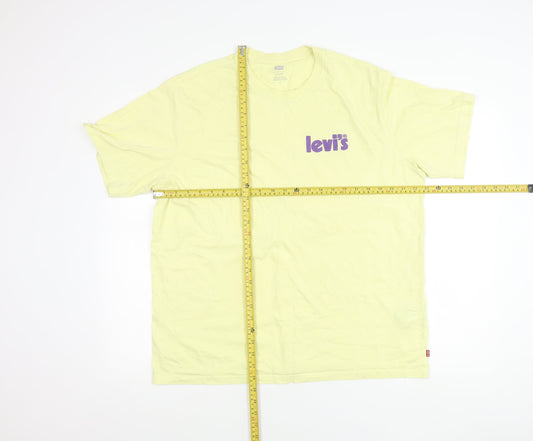 Levi's Men Yellow Relaxed Fit Cotton Crew Neck T-Shirt L