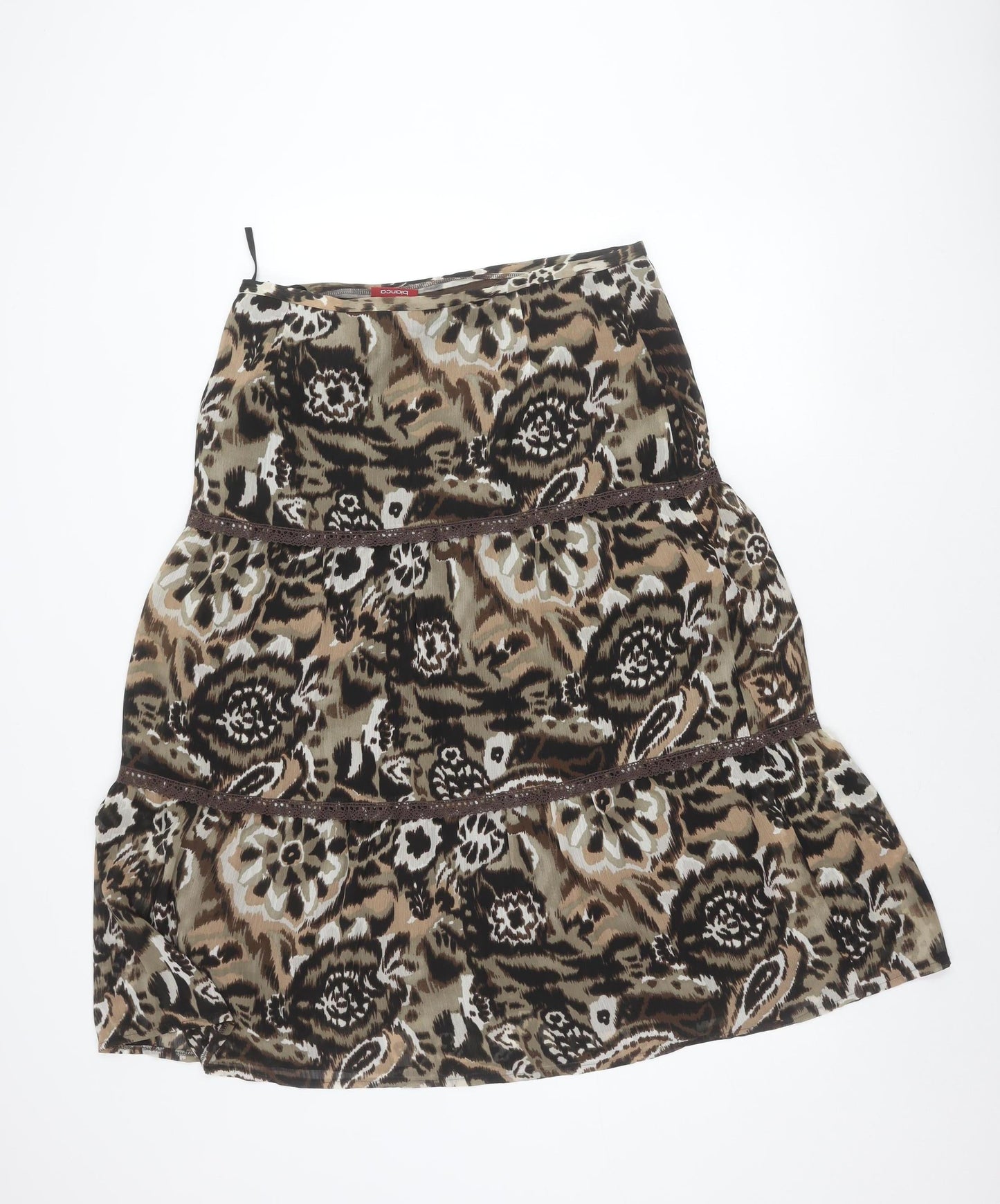 Bianca Women's Brown Paisley Wrap Skirt Size 12 Knee Length Bohemian
